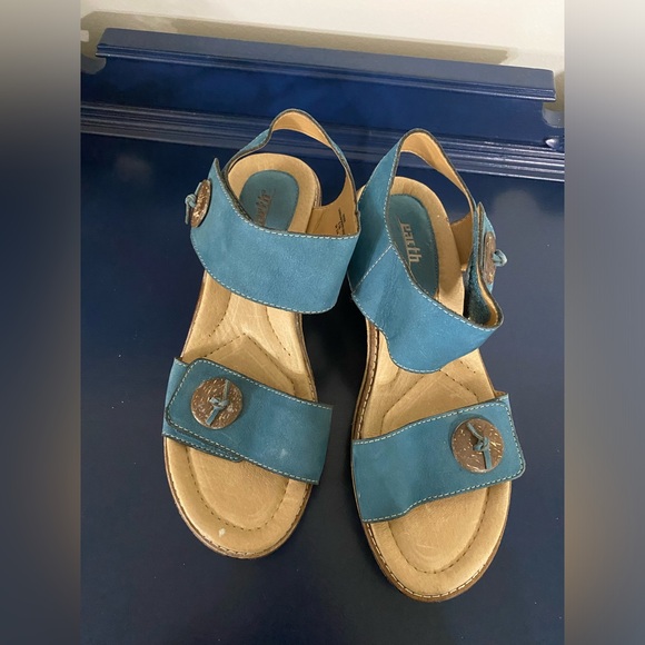 Earth Footwear Fauna Platform Wedge Royal Blue Nubuck Size 9.5 - Picture 1 of 8